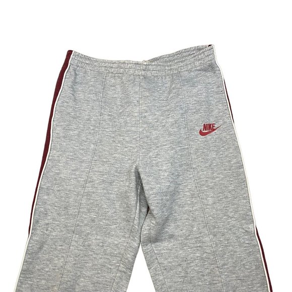 Vintage 70s Nike Gray‎ Burgundy Track Pants Women's Sz M Strips Embroidered Logo - Picture 3 of 9